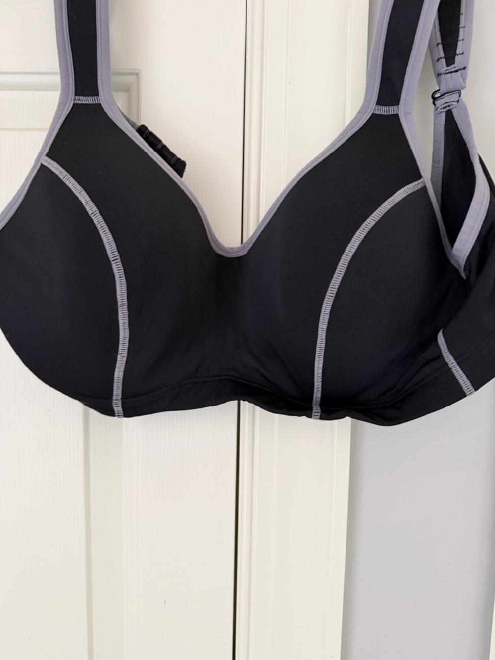 Ambrielle Black Sports Bra with Light Gray Trim